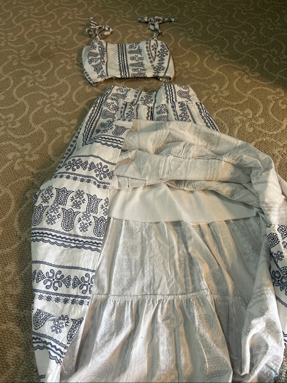 Stunning Boho Tiered Two-Piece Maxi Set